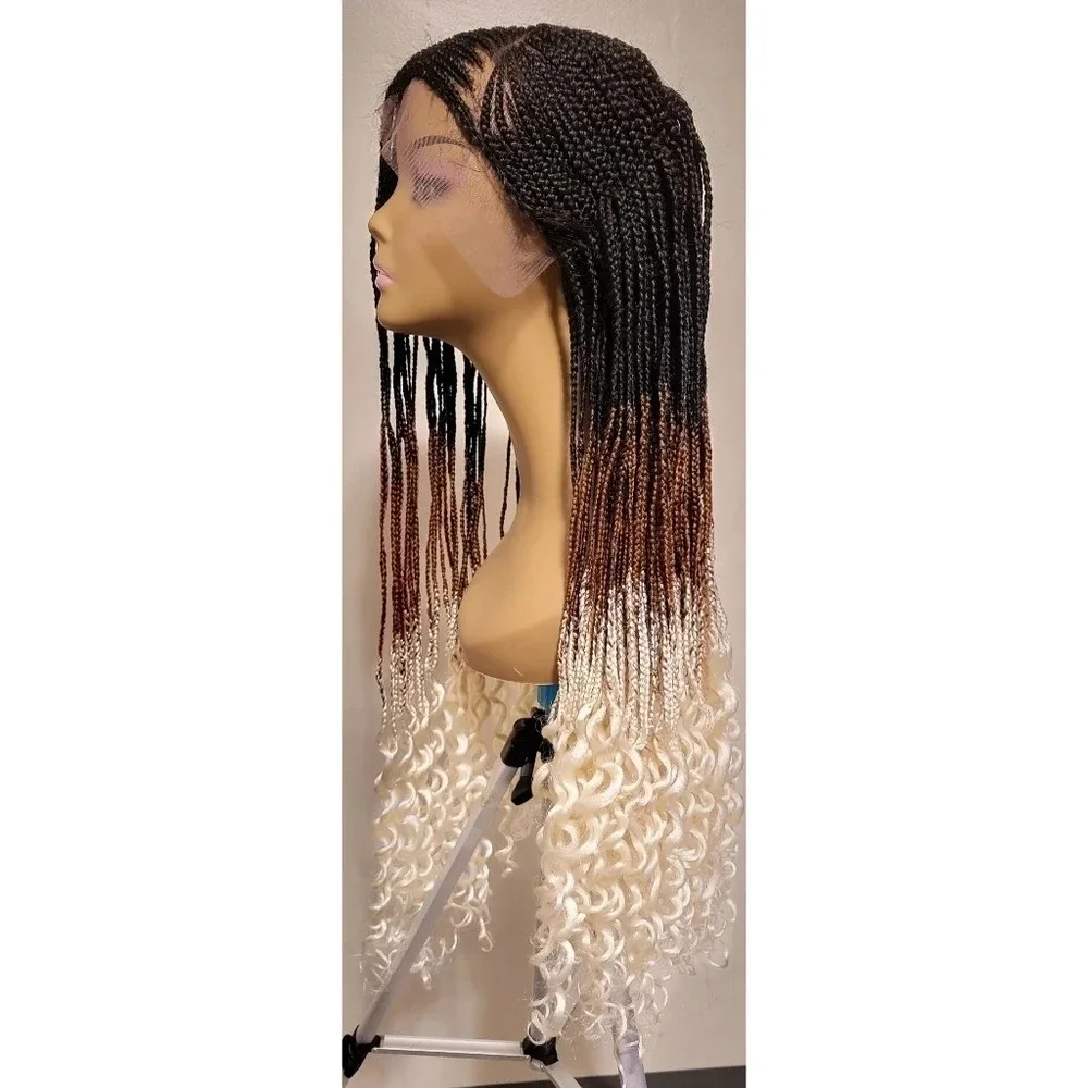 French Braid Fashion Lace Front Wig - Ombre